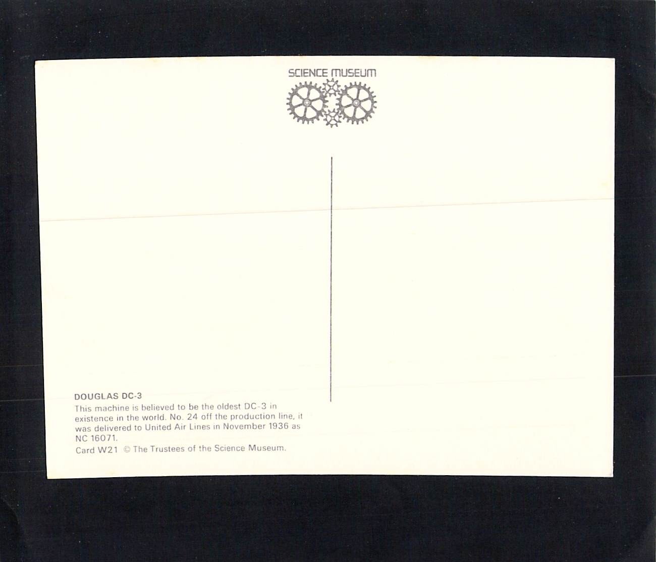 I2760 Transport Aircraft United Air Lines DC3 postcard