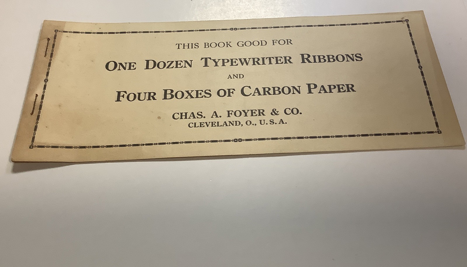 Vtg Coupons Carbon Paper Typewriter Ribbons Chas A Foyer & Co Cleveland-FREE SHP