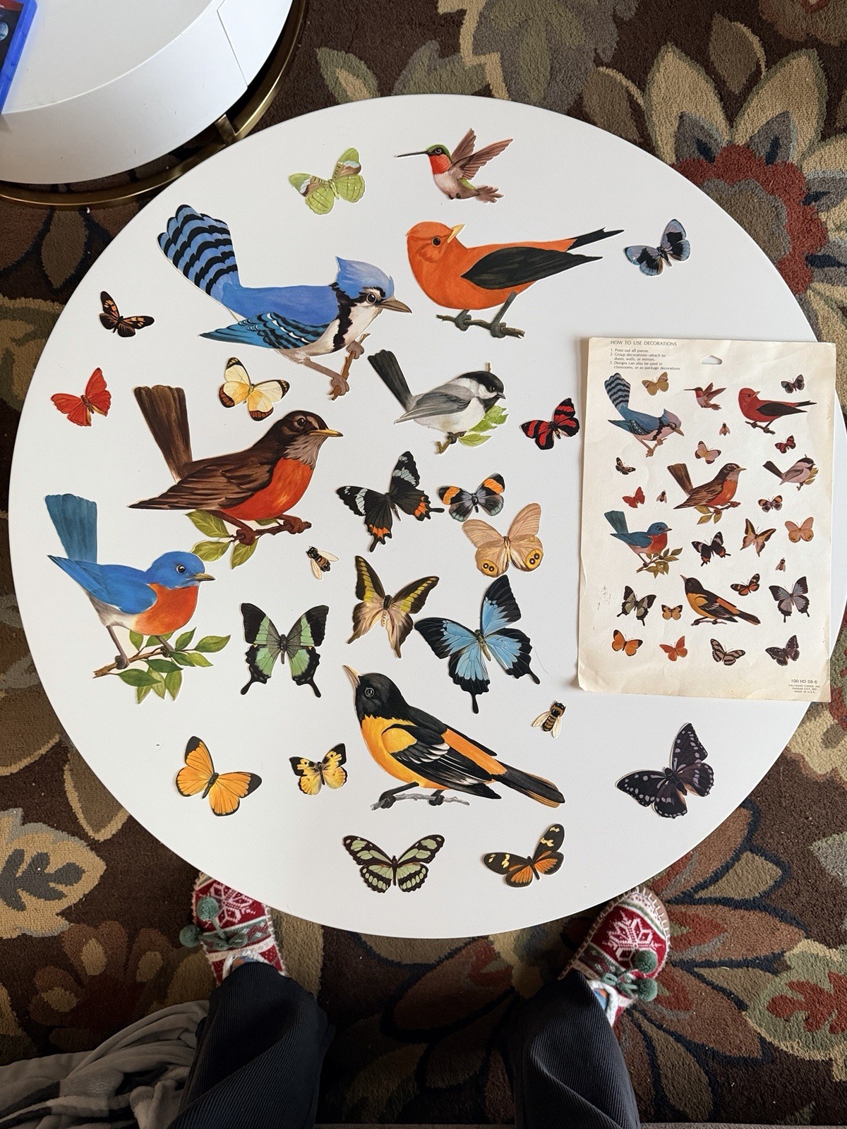 Vintage 1959 Hallmark Paper Birds & Butterflies Decorations Classroom Ephemera