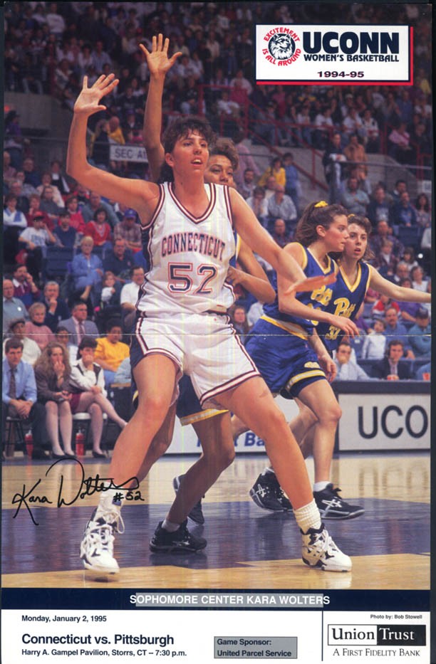 UCONN Women’s Basketball vs Pittsburgh program / poster 1/2 1995 Kara Wolters