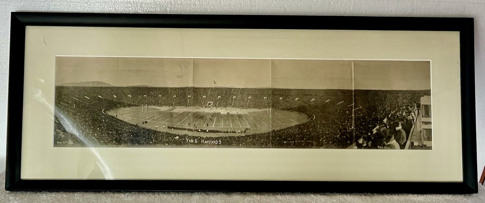 Framed Antique 1916 Yale Vs Harvard Football Game Panoramic Photo Memorabilia