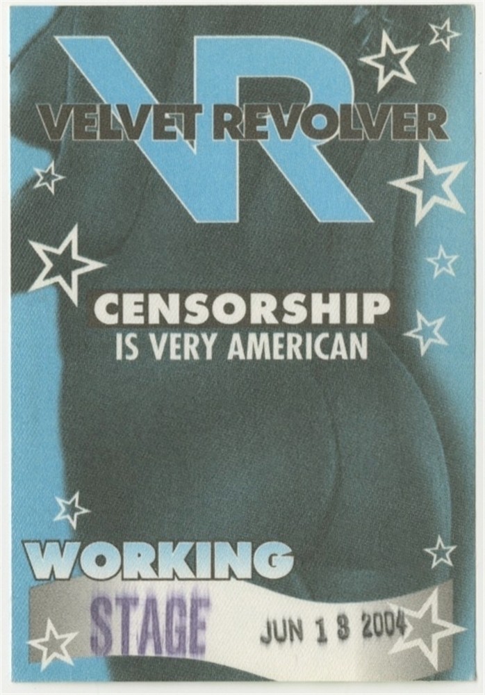 Velvet Revolver 2004 Contraband concert tour issued Working Crew Backstage Pass
