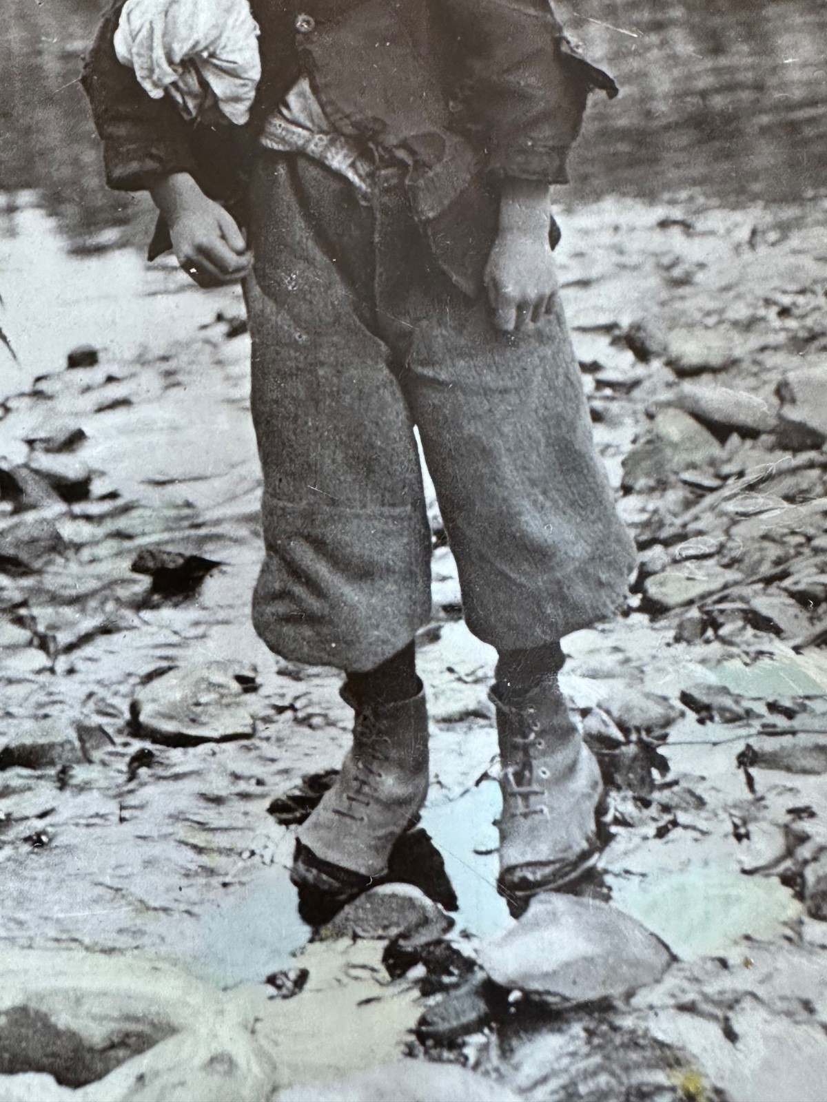 Antique Photo Postcard Poor Boy Going For A Dip c1910 Aristophot Real Photo PC