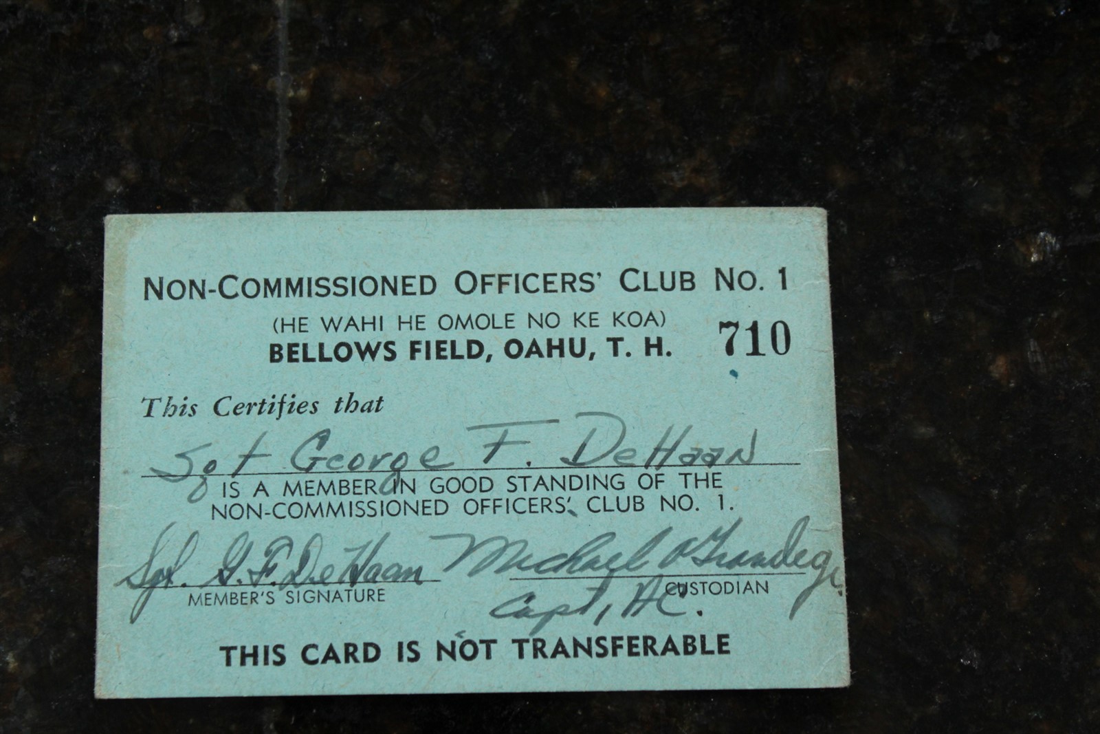 Vintage Ca. 1945 U.S. Army Non-Commissioned Officers Club No. 1 Oahu Bellows