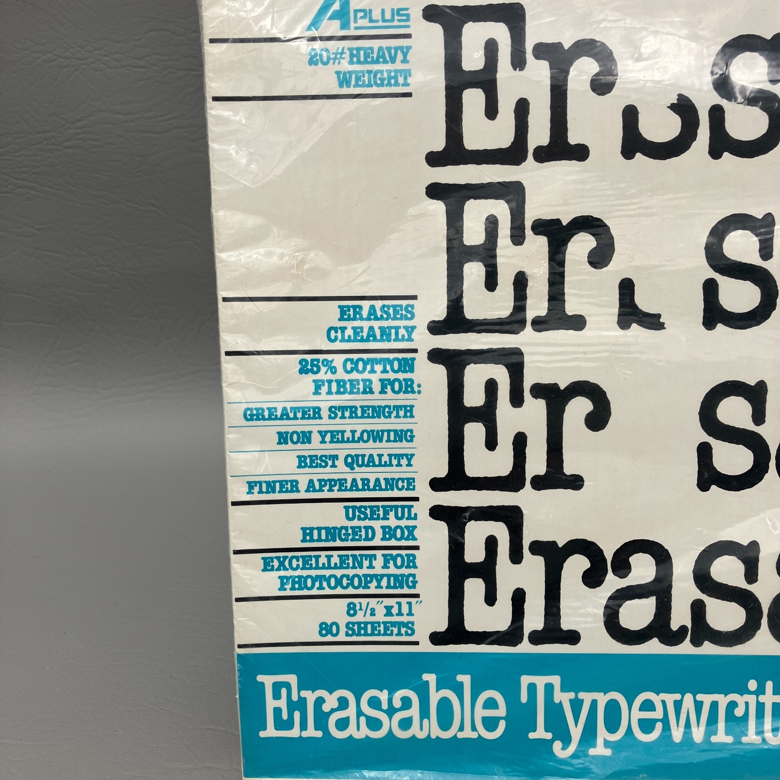 Vintage Erasable Bond Typing Paper 20 lb Heavy Weight 8.5 x 11″ SEALED 80 Sheets