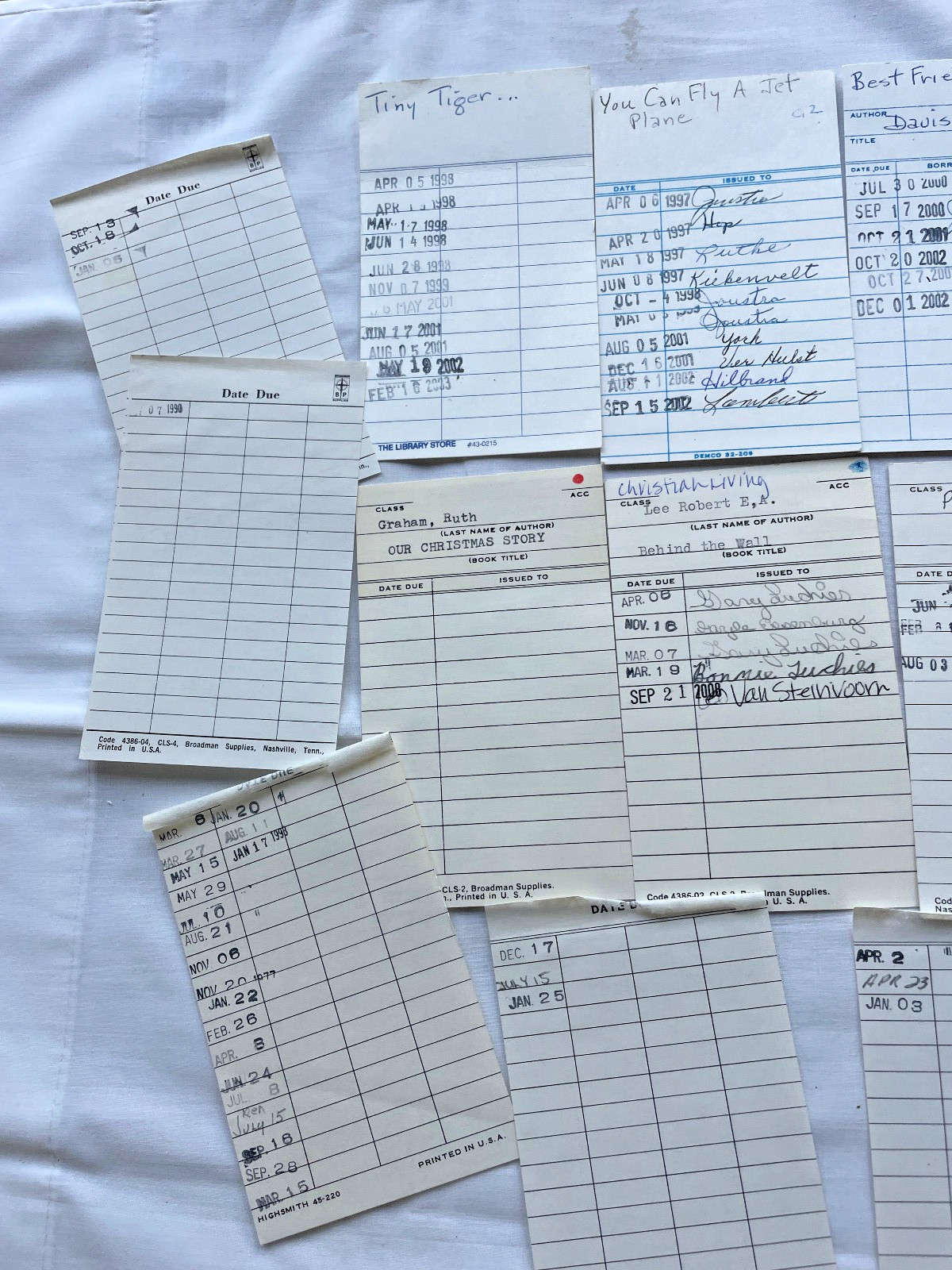 Random Lot of 20 Library Check Out & Date Due Cards Craft Ephemera