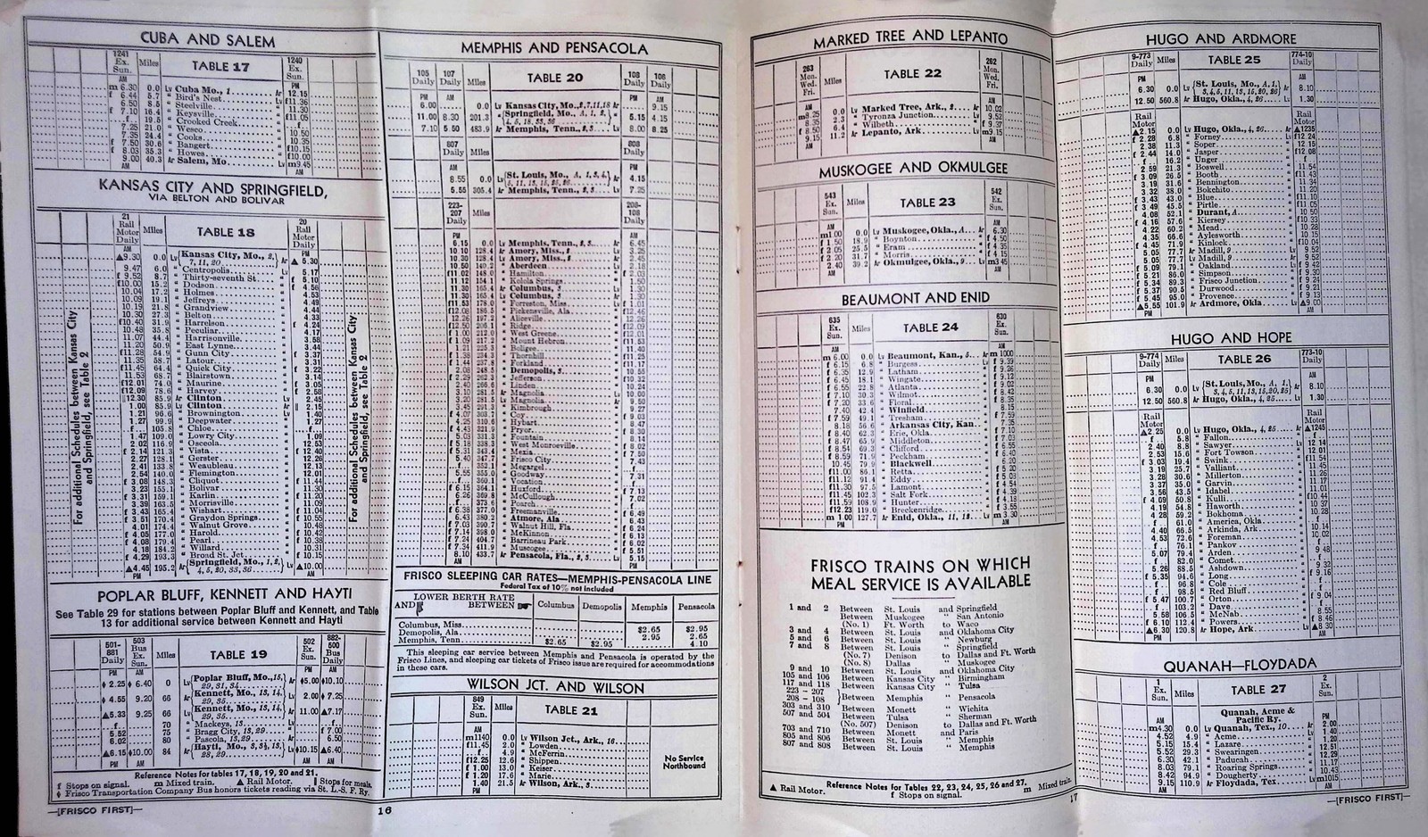 1942 Frisco Lines Passenger Timetable Wartime V For Victory Cover Railroadiana
