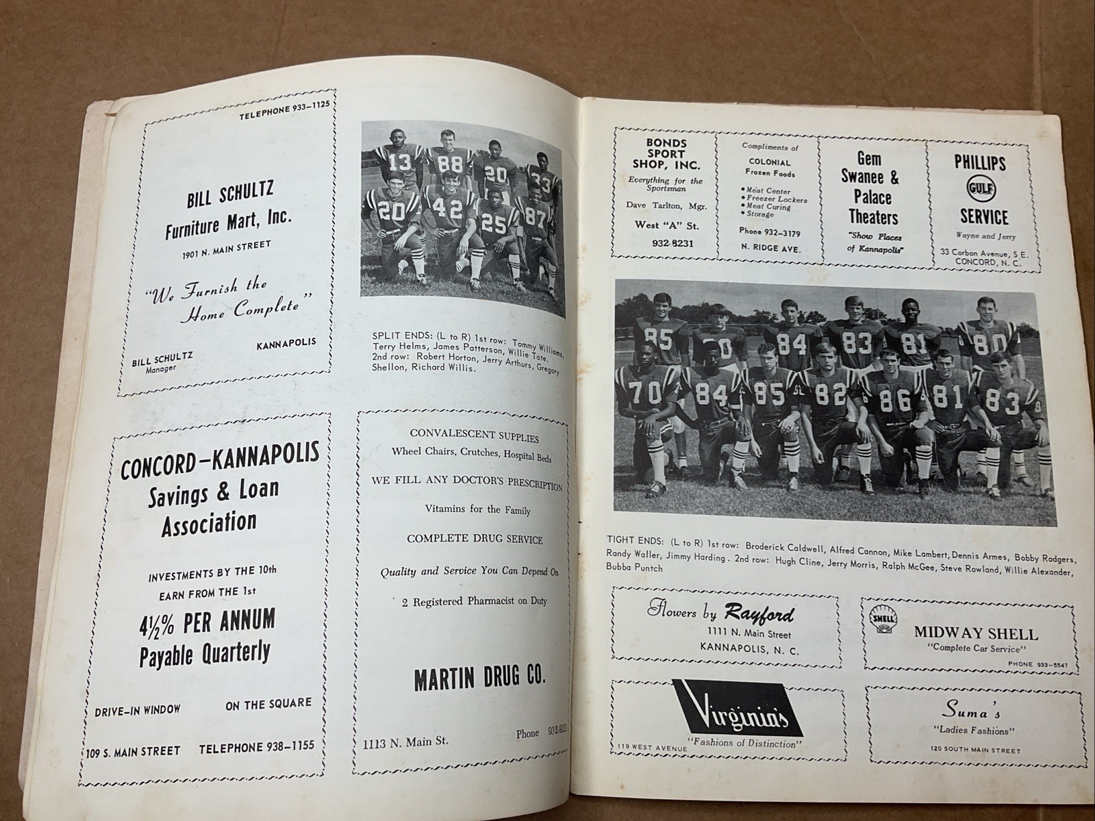 22 Sep 1967 Football Program A.L Brown Vs Lexington High School Nc B69