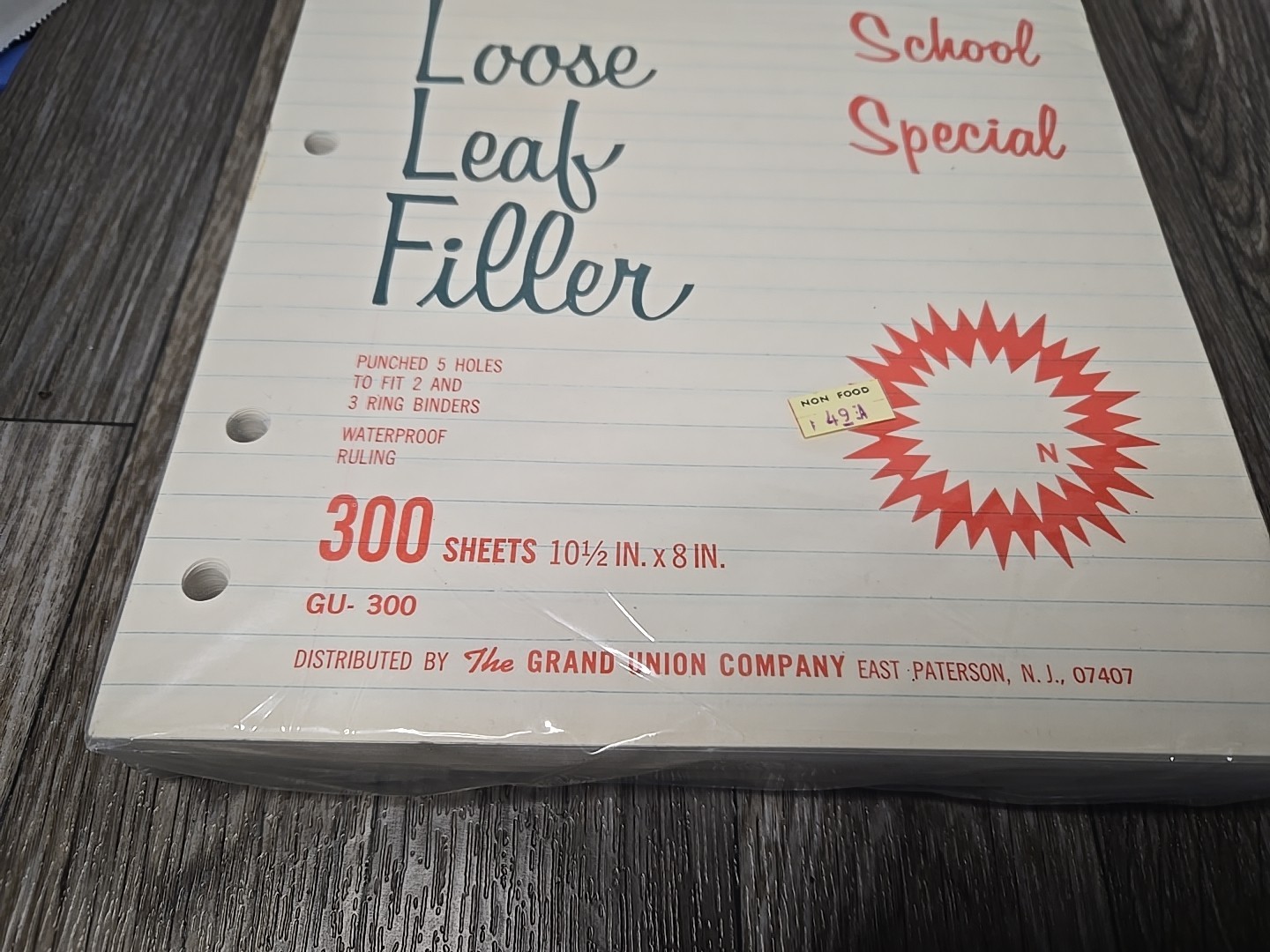 Vintage Grand Union Loose Leaf Filler Paper 300 Sheets