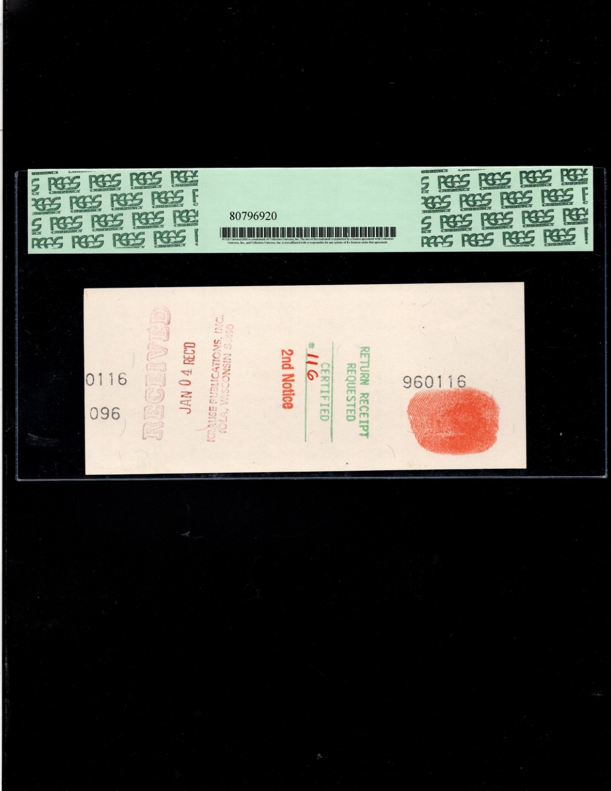 JSG Boggs Art Note – 5 Dollars – #116 FUN Show 1996 – PCGS66PPQ