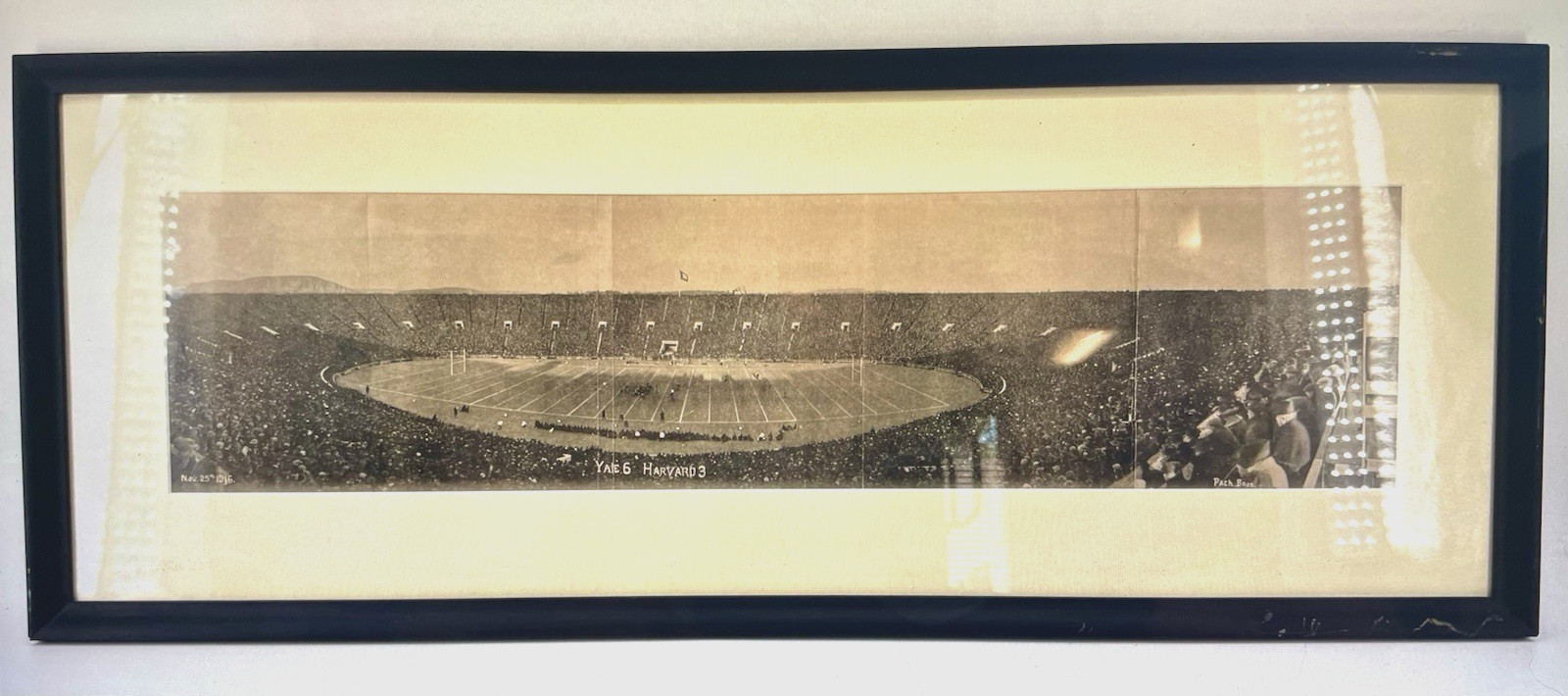 Framed Antique 1916 Yale Vs Harvard Football Game Panoramic Photo Memorabilia