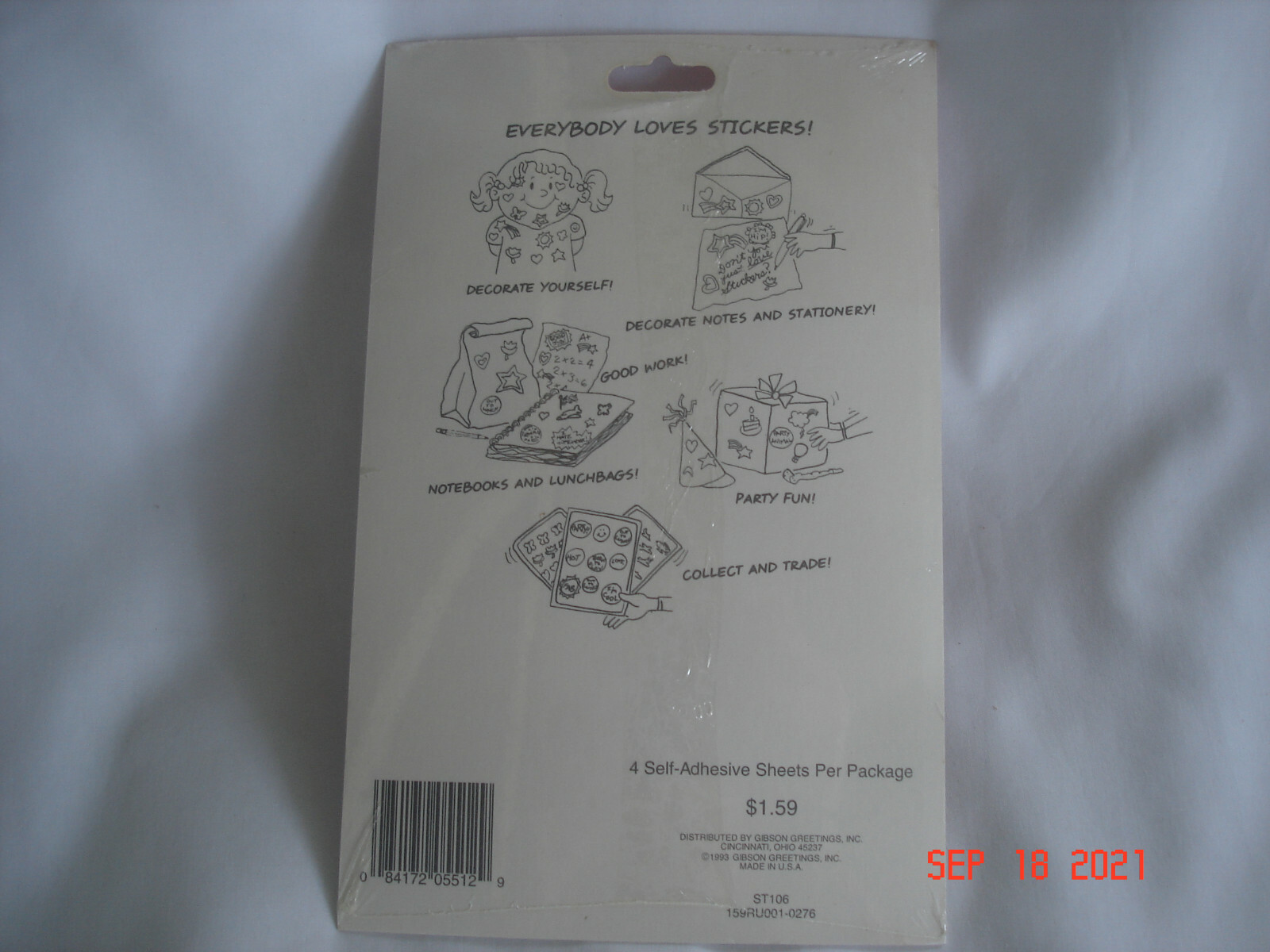 SEALED PKG. 1993 GIBSON GREETINGS CHILD FACES with SENTIMENTS STICKERS 4 Sheets
