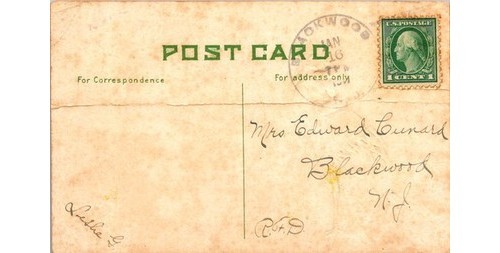 1900s Stork Newborn Announcement Postcard Blackwood NJ Camden Co Congrats Note