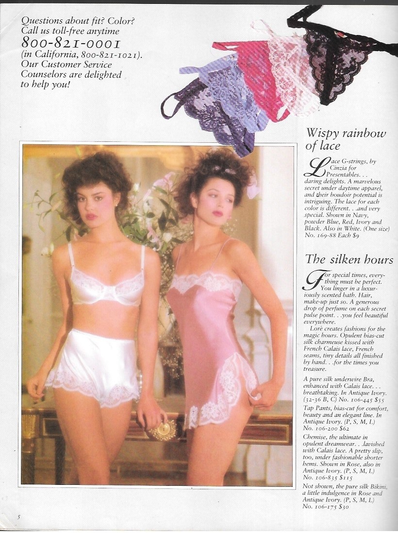 Pretty Ladies in Silken Lingerie Vintage 80’s VS Catalog Fashion Photo Clipping