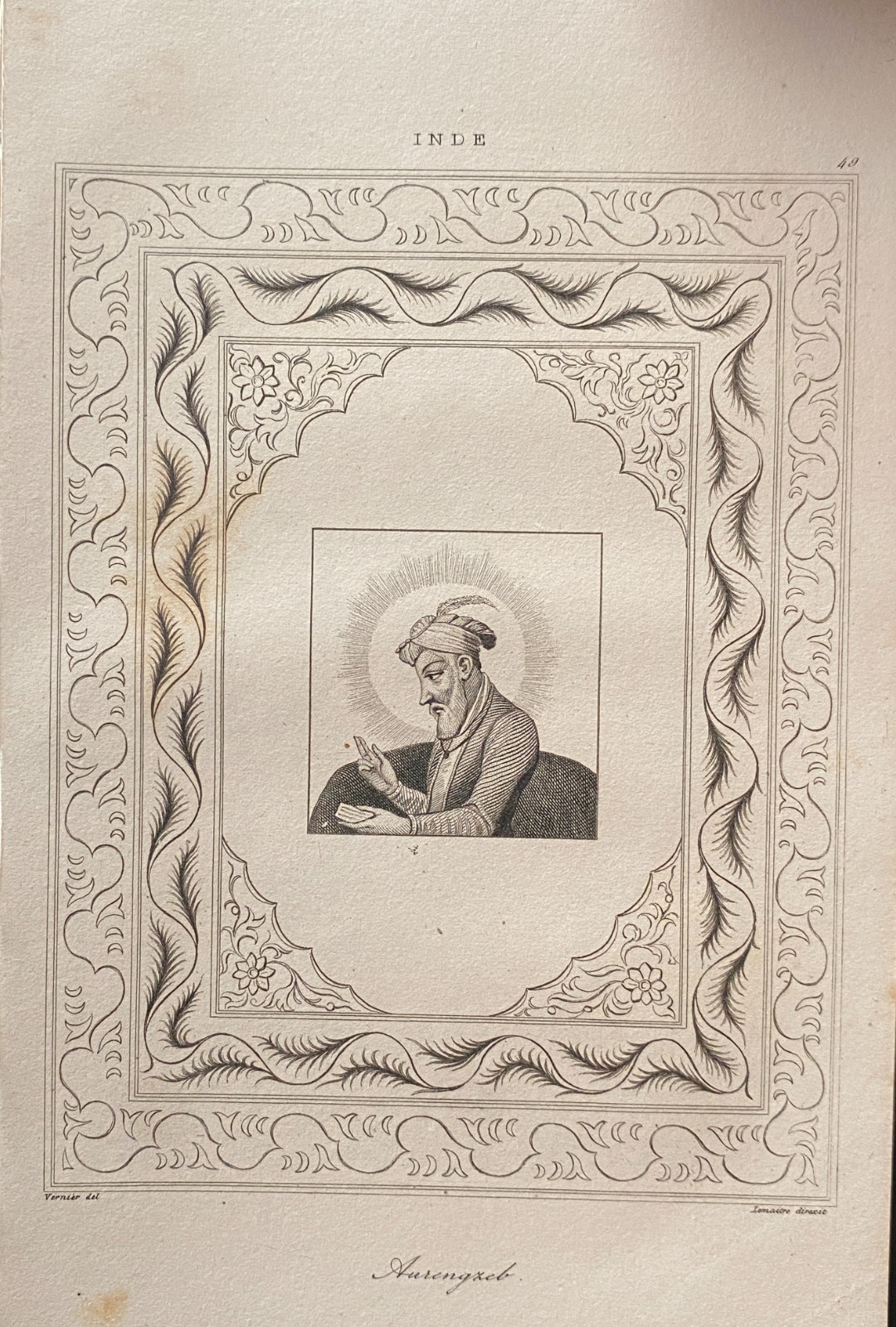 Engraving India 1843 “Aurangzeb”