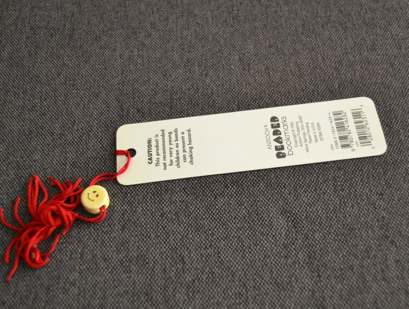 YOUR ARE SPECIAL! Paper Bookmark Vintage Antioch BEADED TASSEL SMILEY FACE BEAD