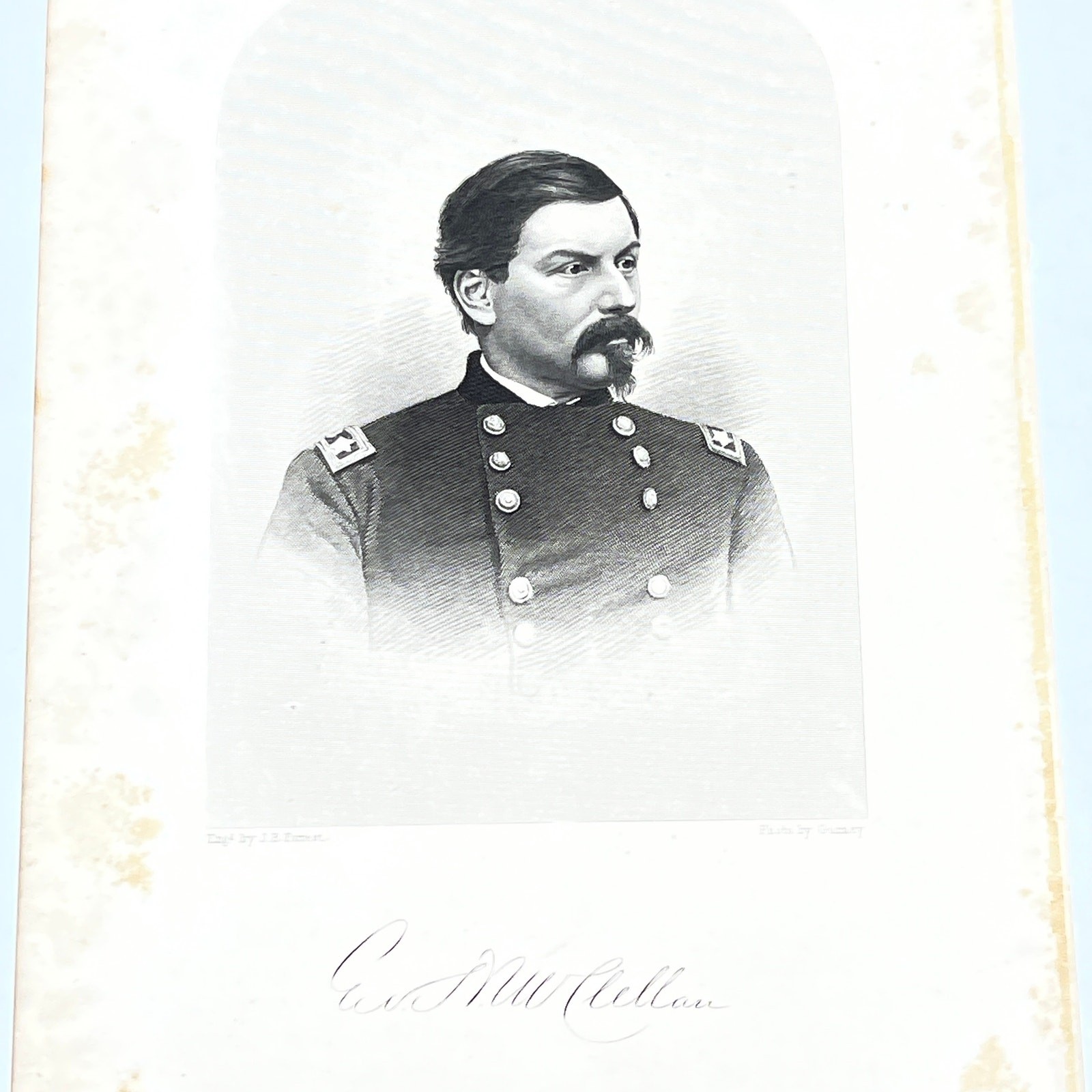 1867 Original Steel Art Engraving – Union General George McClellan 9×5″ AC3-2