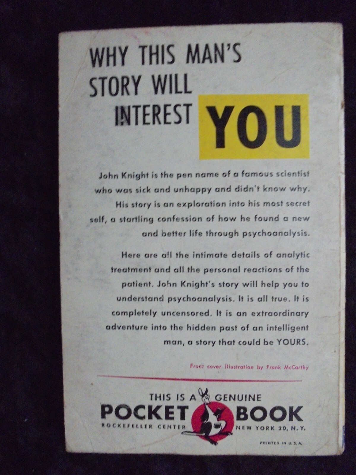 THE STORY OF MY PSYCHOANALYSIS JOHN KNIGHT COLLECTIBLE POCKET NON FICTION NOVEL
