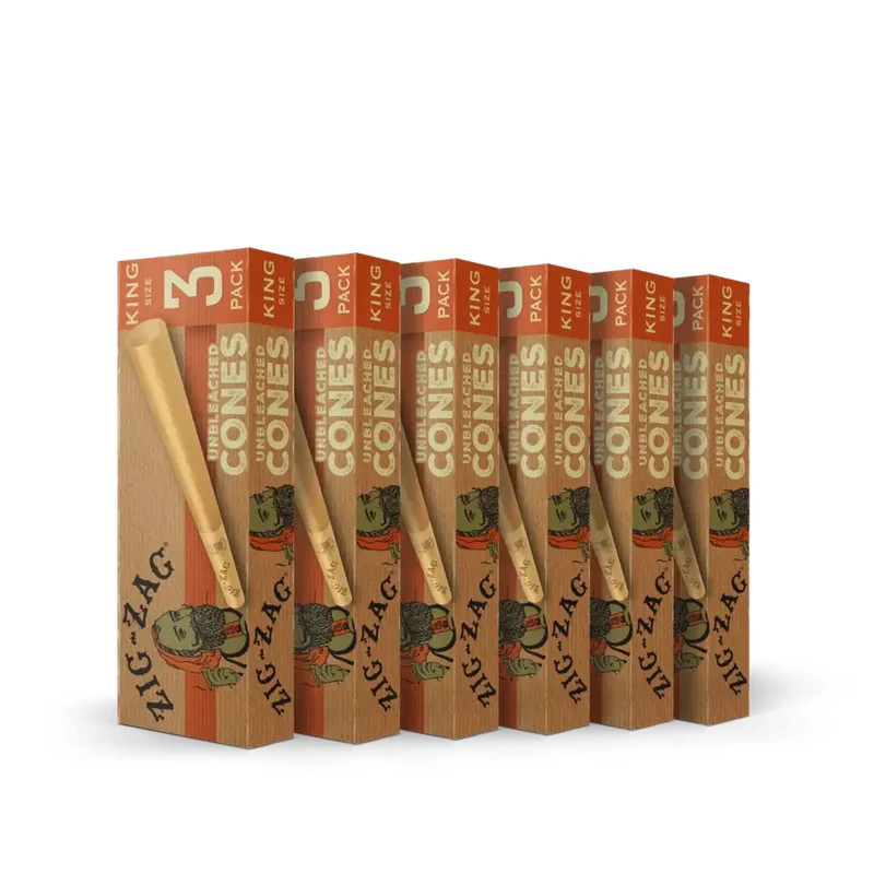Zig-Zag Unbleached King Size Pre Rolled Cones – 6 Pack | Best Price!