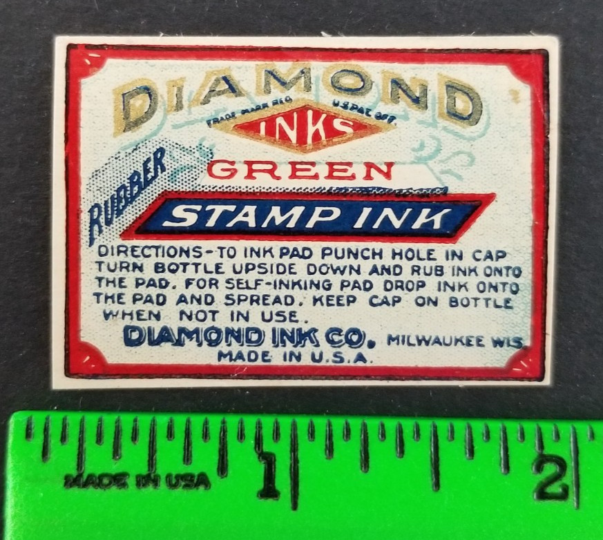 Vintage Diamond Ink Rubber Stamp Paper Label