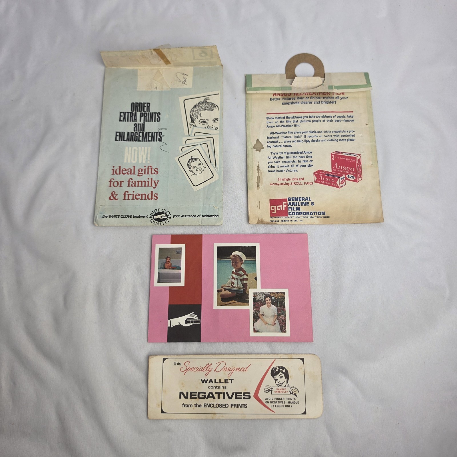 Vintage 1960’s Photo Developing Envelopes Lot Picture & Negative Paper 4 Piece