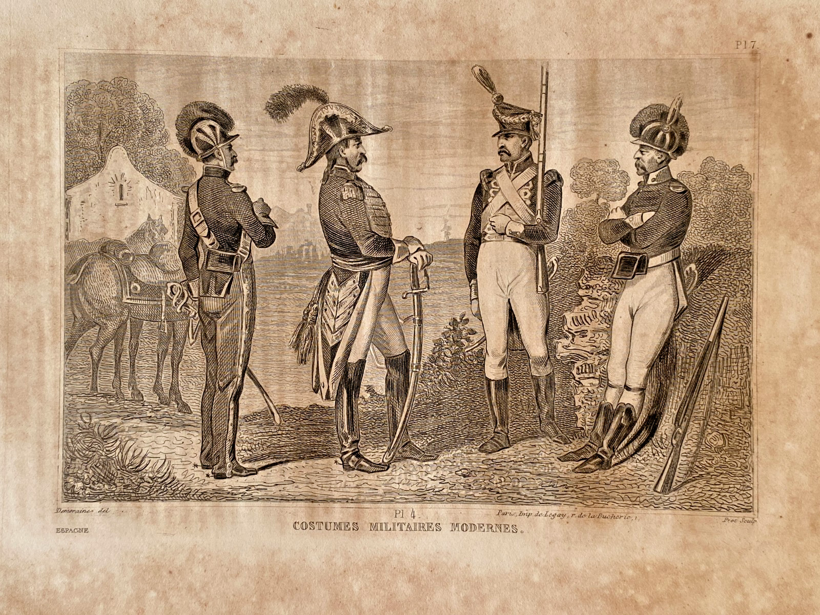 Spain Engraving “Modern Military Costumes”