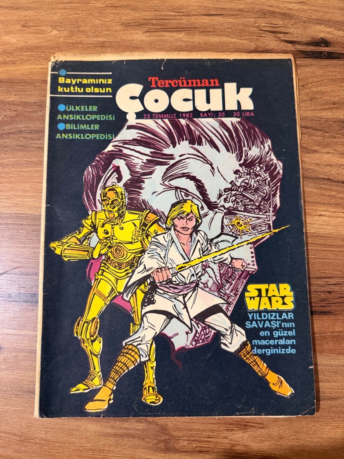 1982 Tercuman Cocuk No.30 Star Wars Luke Skywalker Rare Turkish Magazine