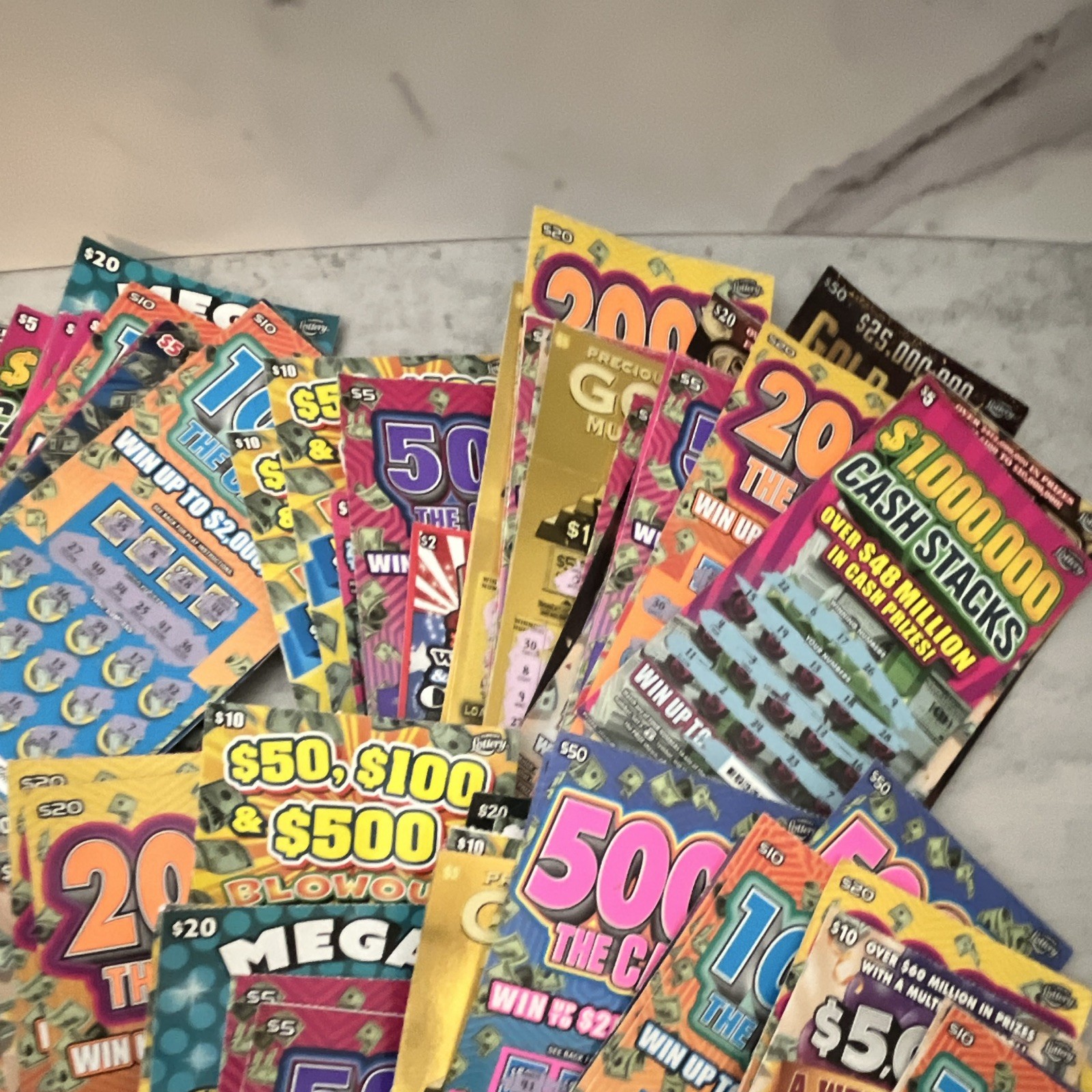 Mixed Lot Scratch-Off Lottery Game Tickets (Mixed Designs)-Non Winning