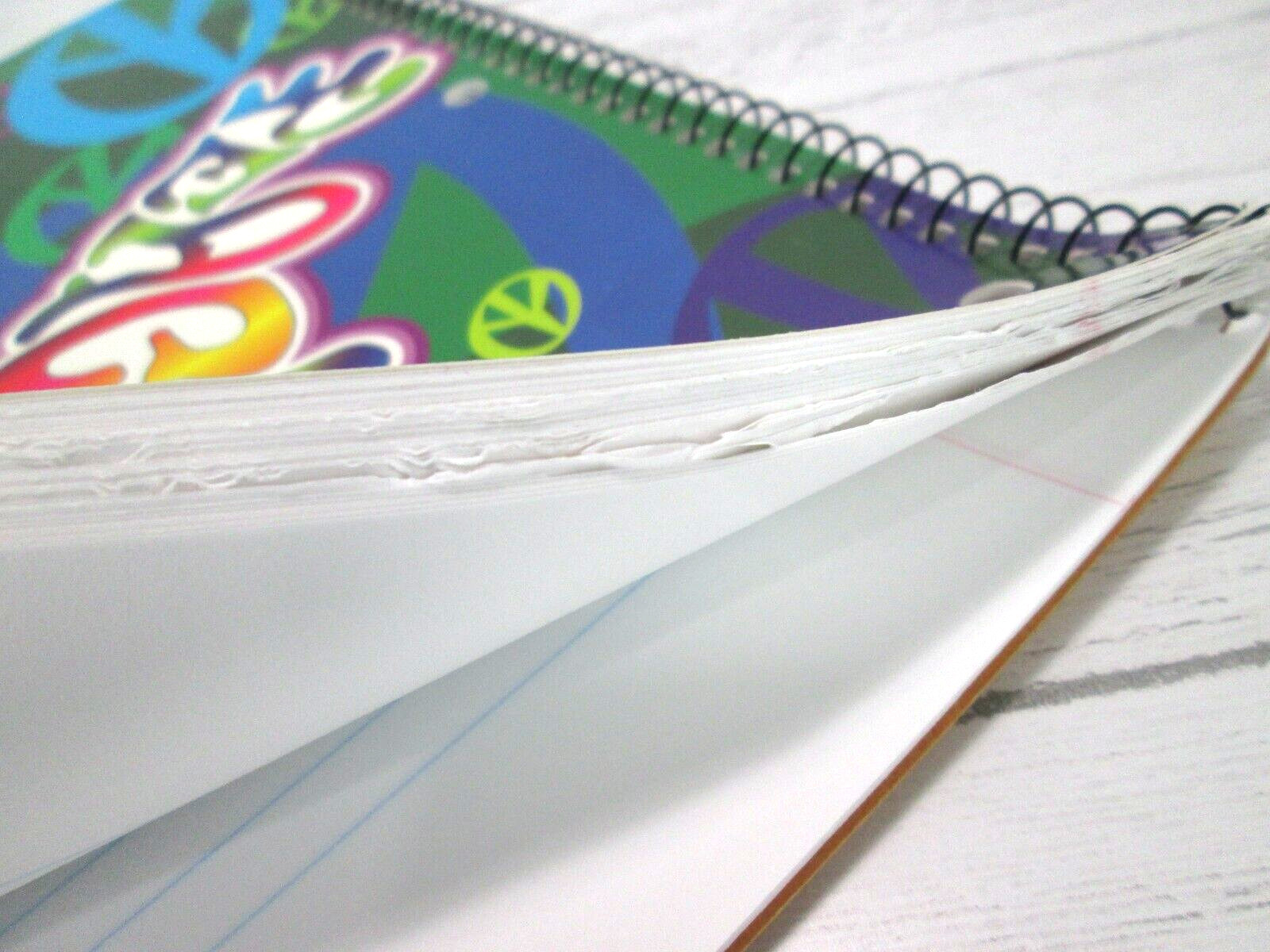 Vintage 80s Peace Frogs Sign Spiral Notebook Theme Book Green Colorful Made USA