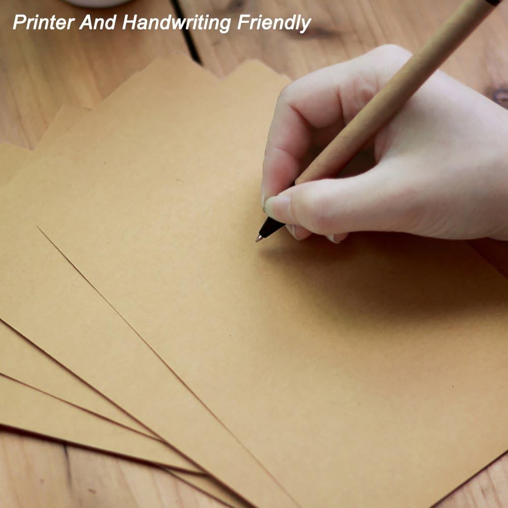100 Sheets Vintage Kraft Stationary Paper 5.71 X 8.27 Inch, A5 Size 120Gsm Lined