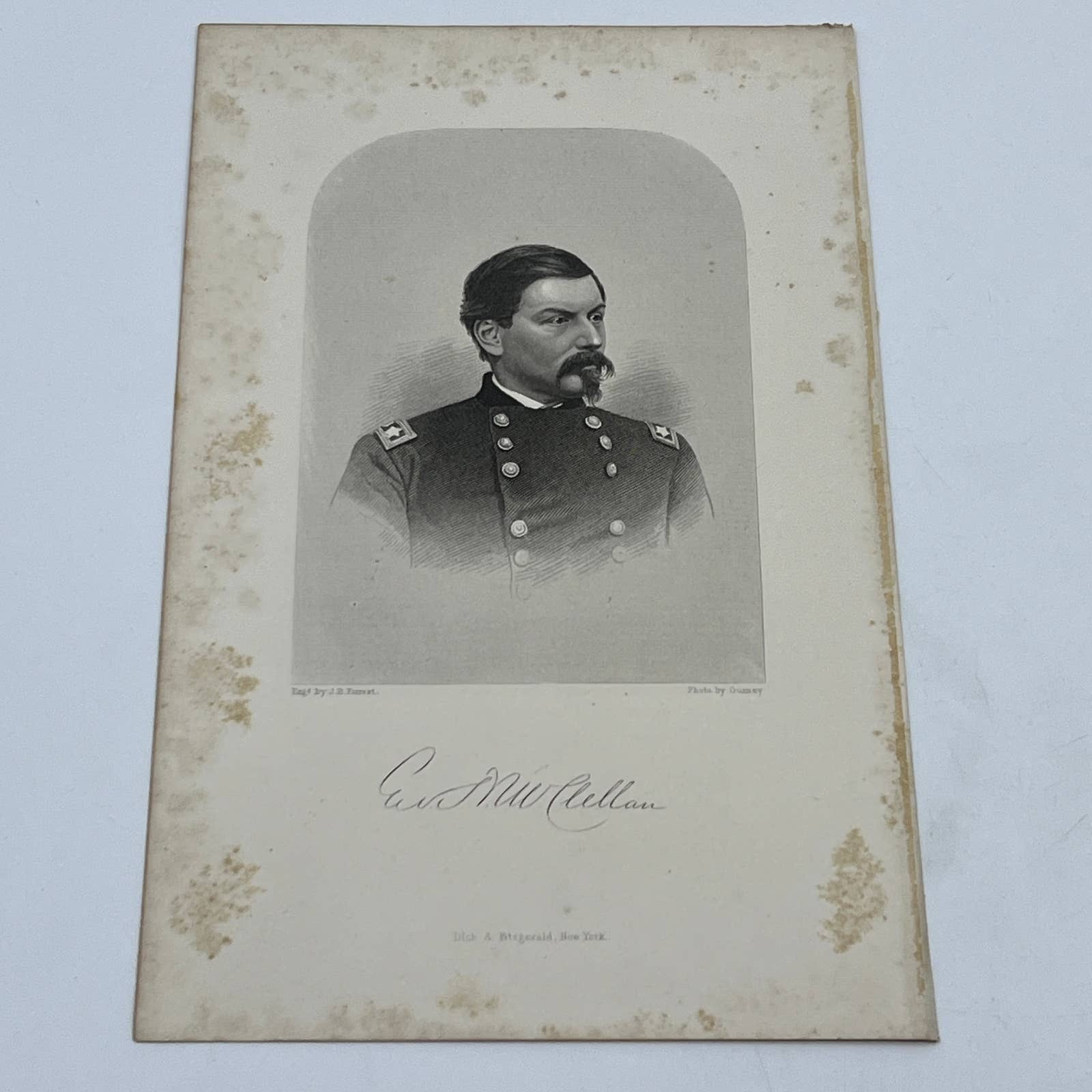 1867 Original Steel Art Engraving – Union General George McClellan 9×5″ AC3-2