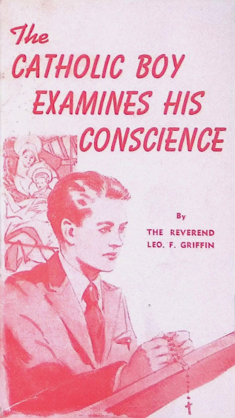 Catholic Boy Examines Conscience c. 1900s Red Ink Pamphlet Penance