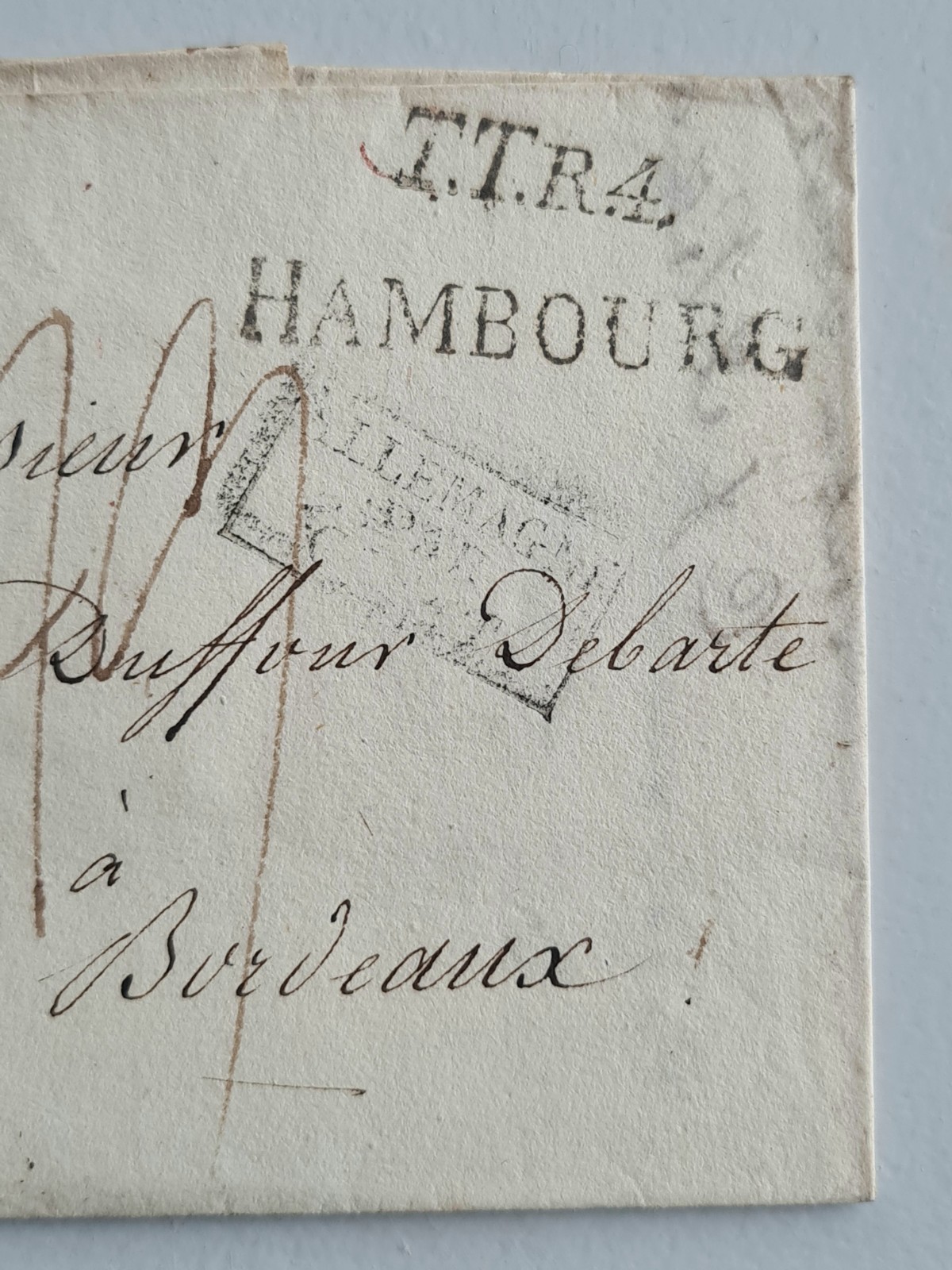 Old Letter Mail Hamburg Bordeaux 15 June 1819 Restoration Era.