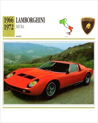 Lamborghini Miura P400 Trading Card Mid-Engine Sports Car Orange Road 1966