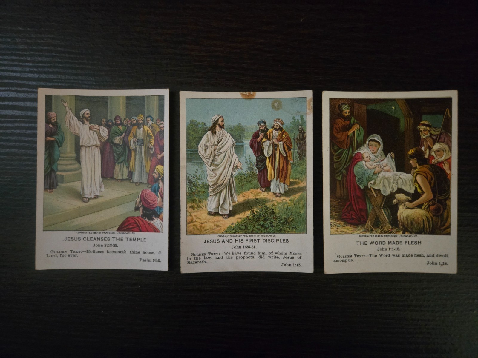 Antique Berean Lesson Pictures Lot 14 Bible Cards 1908 Religious Lithograph