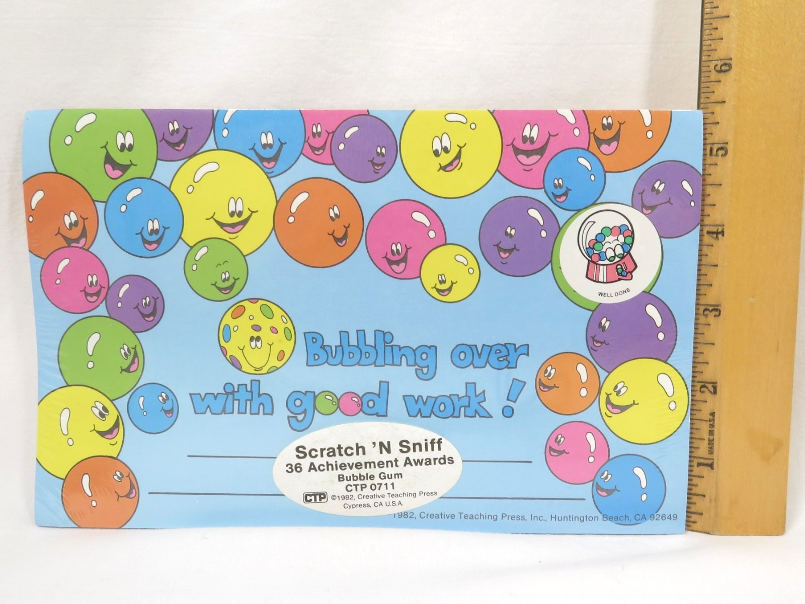 Vintage 1980s Scratch and Sniff Bubble Gum Awards Stickers Sealed Pack CTP 0711