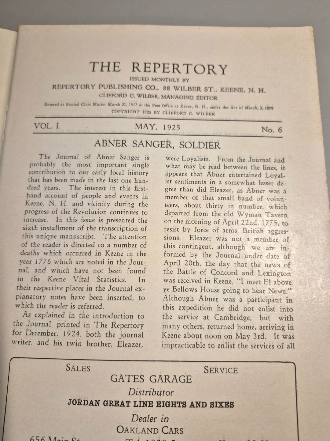 The Repertory Vol I No 6 May 1925 Antique Tavern Sign Issue A. Wheeler 1811