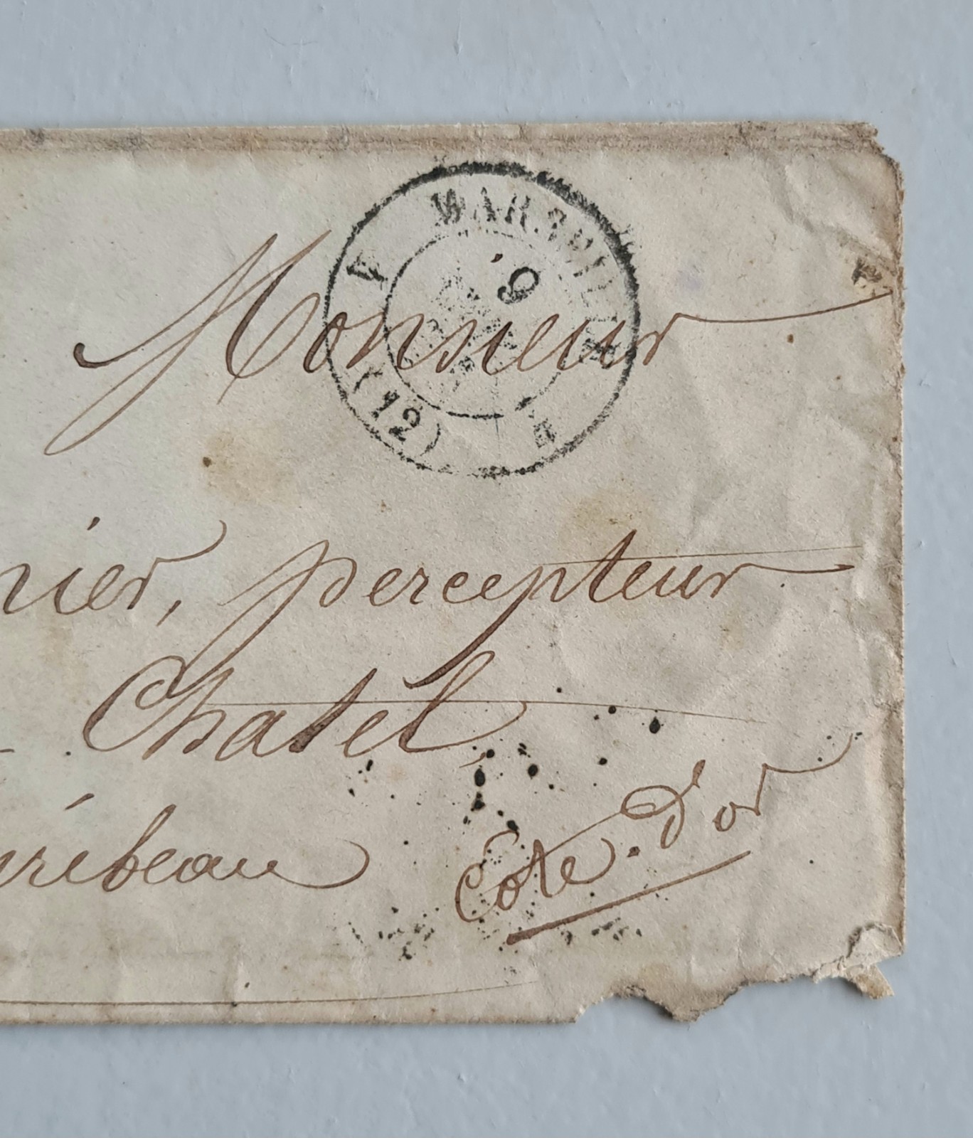 Vintage Letter Envelope For A Tutor 19th Century Stamp NAPOLEON III