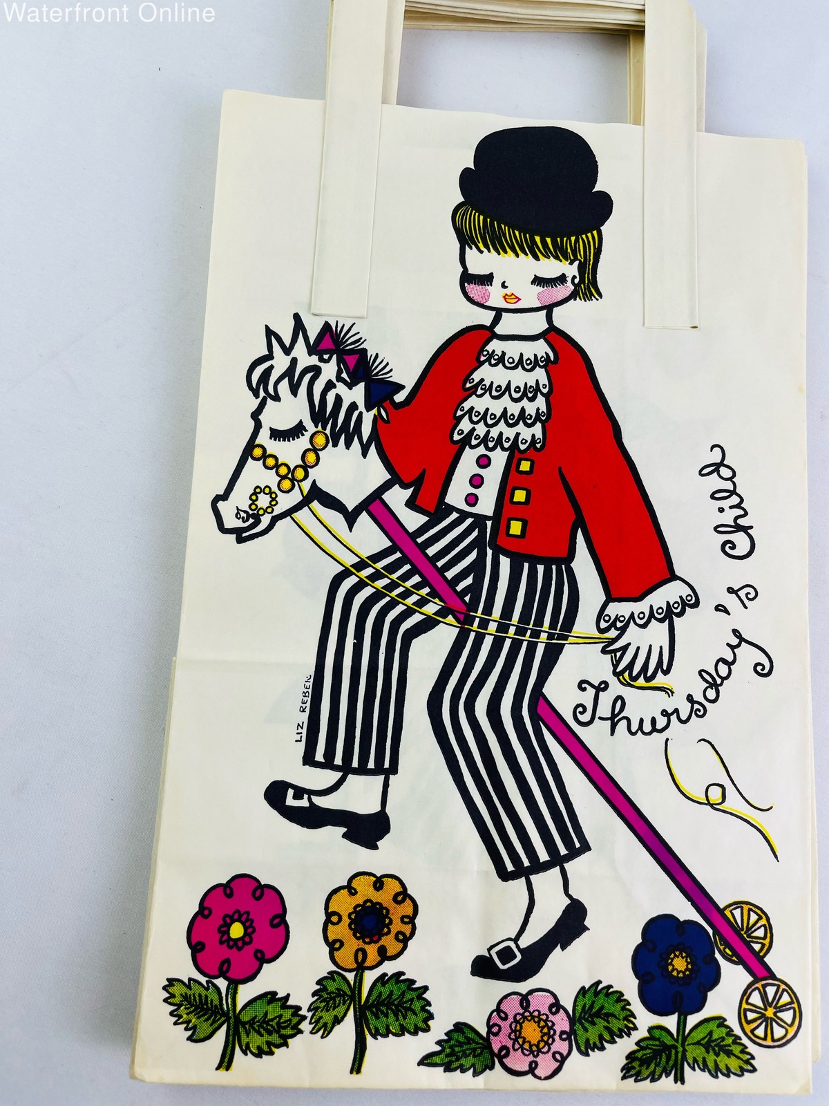 Vintage 1970s Monday’s Child by Liz Reber Artwork Gift Bags Whimsical Set of 13