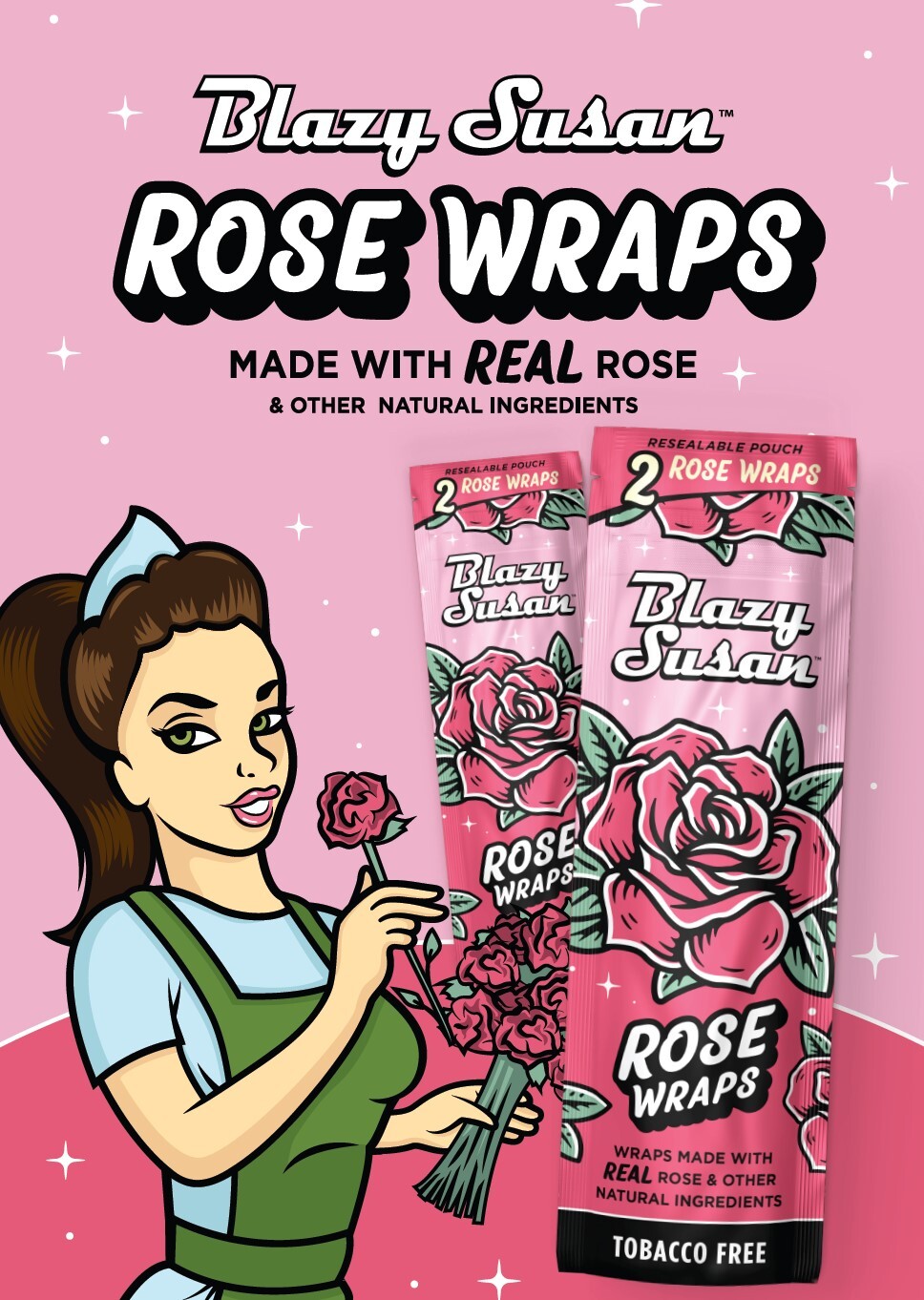 Authentic Blazy Susan Rose Pre-Rolls Wraps 5 Packs Made with Real Rose