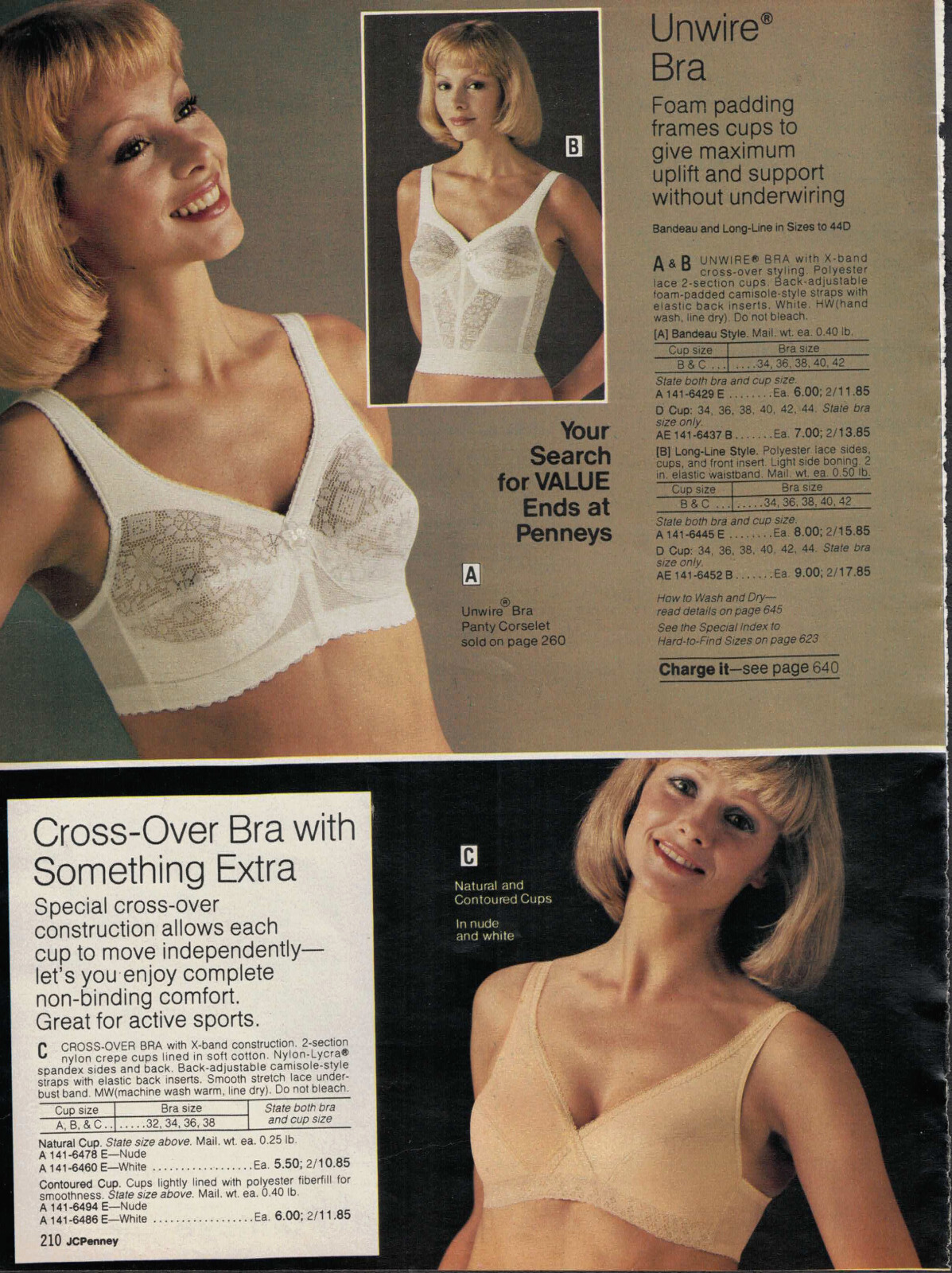 MID-1970S JCPENNEY CATALOG LINGERIE & BRA CLIPPINGS PAPER ADS PRINTS