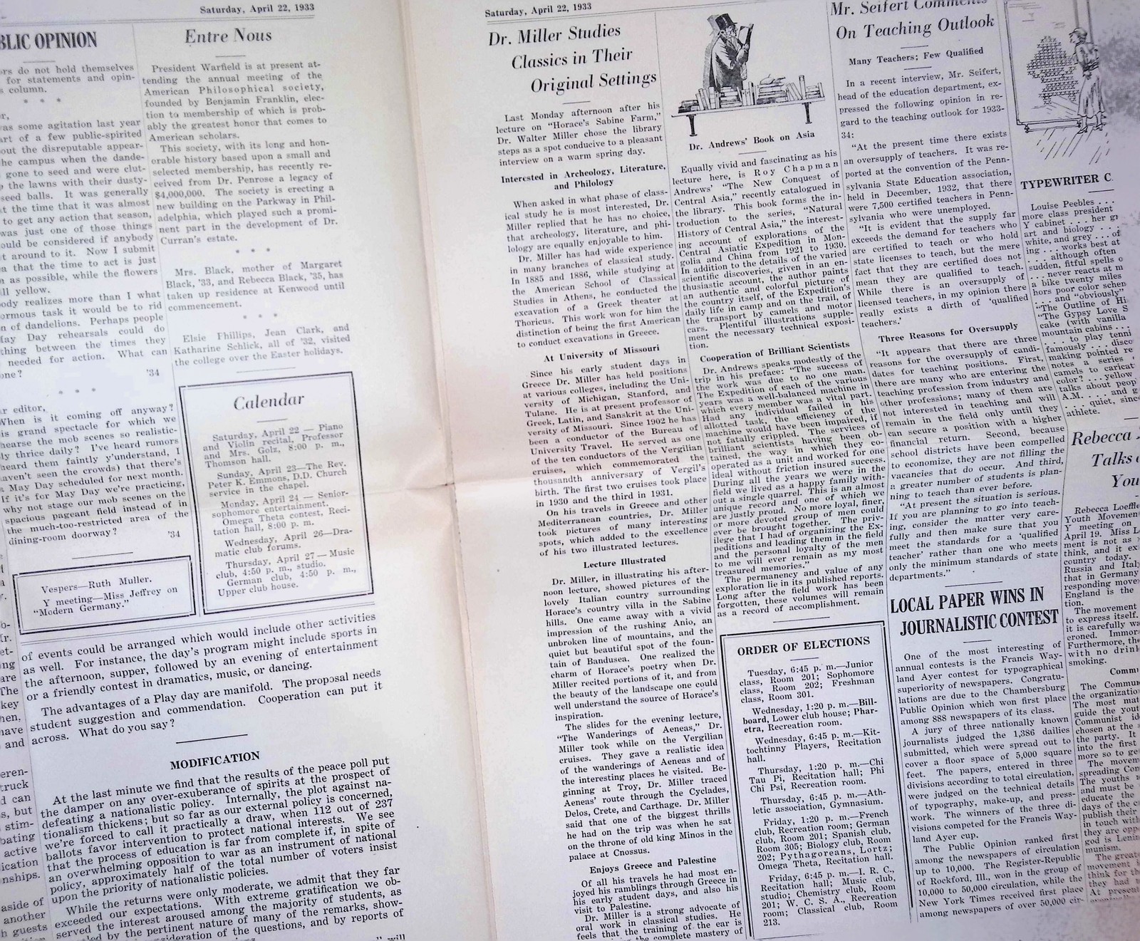 Wilson Billboard Vol 1 #12 NC 1900s Chapel Service Election Schedule Ad