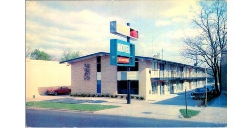 Dearborn MI Village Motel Postcard 1950s Walter Wong AAA Americana Cars