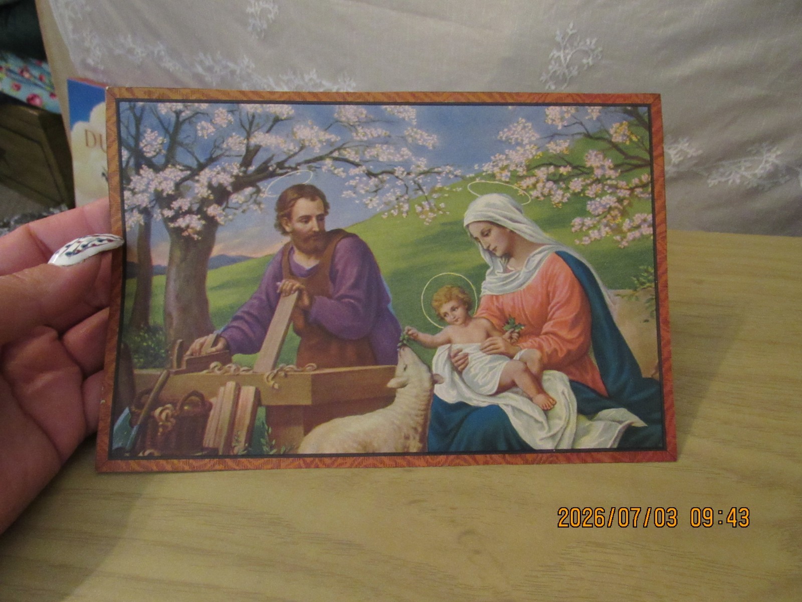 VTG Lithograph Mary, Joseph and Jesus