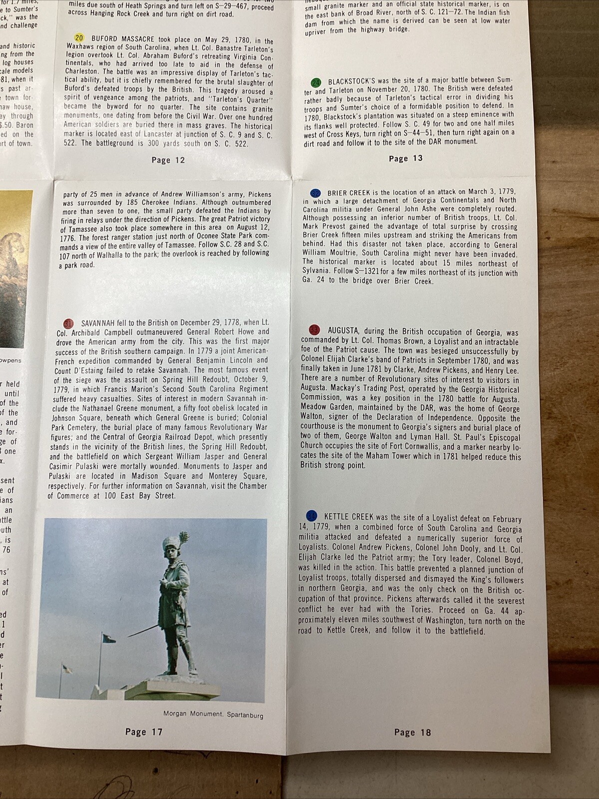 Vintage Major Sites Of The Revolution Brochure In South Carolina B52