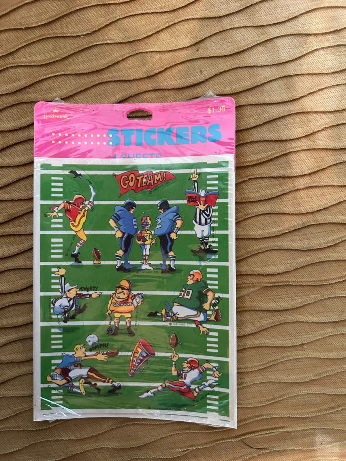 VINTAGE HALLMARK “FOOTBALL” STICKERS SEALS – 4 SHEETS – 6″ X 5″ MINT IN PACKAGE