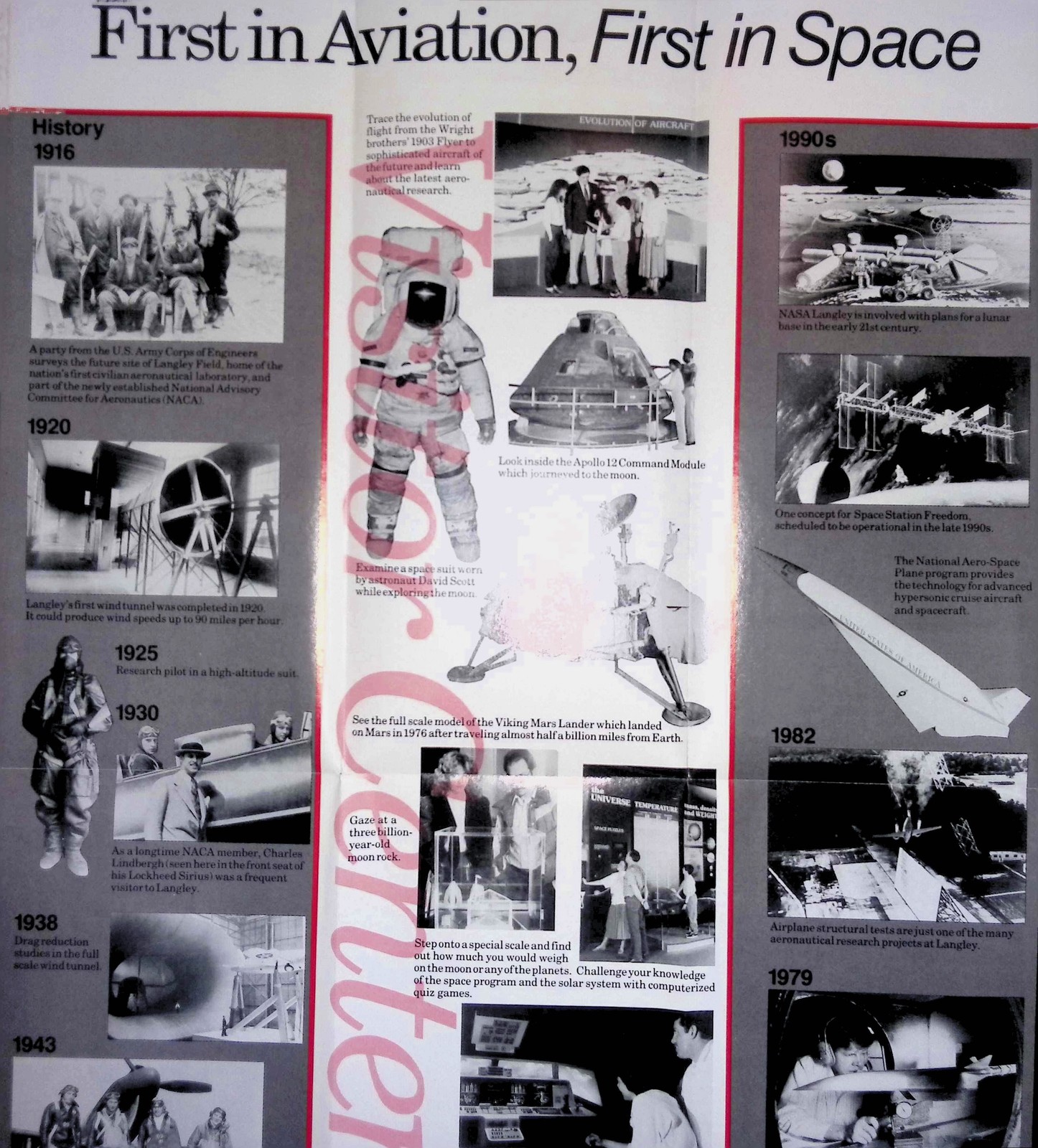 NASA Langley Visitor Guide Brochure c.1982 Worm Logo Atlas Centaur Rocket