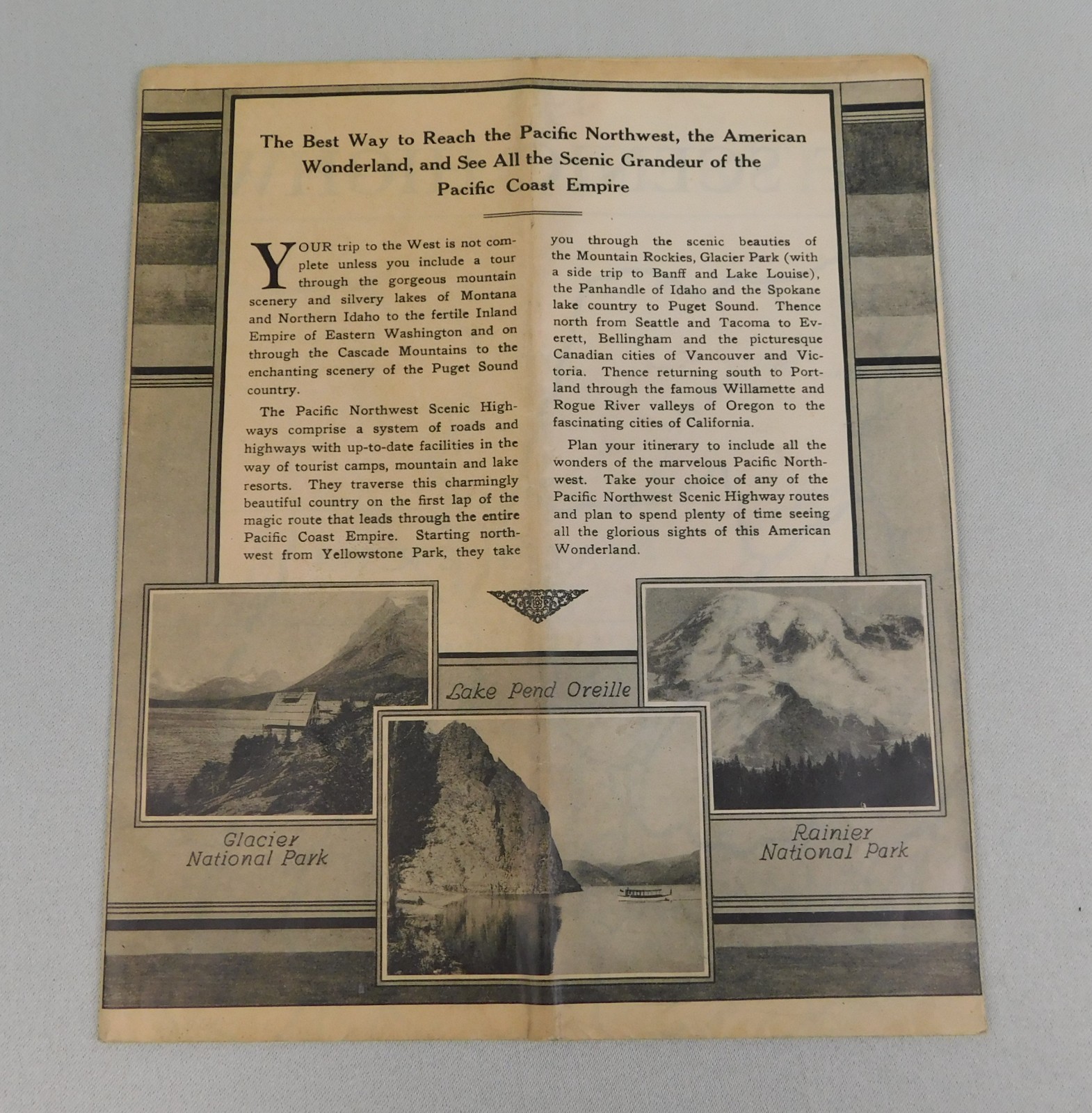 Vintage 30s Pacific Northwest Scenic Highways Driving Tour Travel Brochure Map