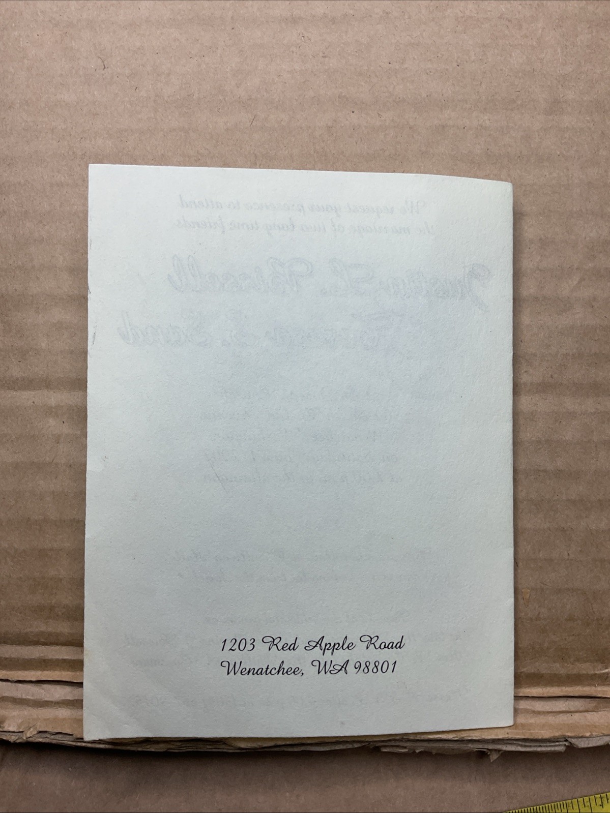 1 Jun 2002 Marriage Invitation Justin Bissell Teresa Sand Wenatchee WA B70