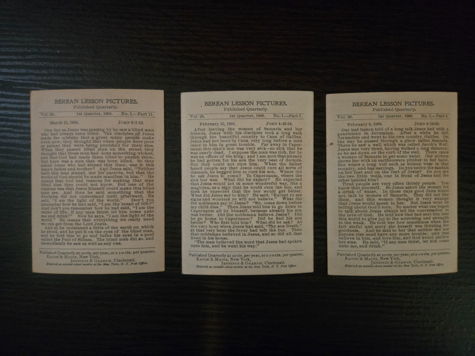 Antique Berean Lesson Pictures Lot 14 Bible Cards 1908 Religious Lithograph